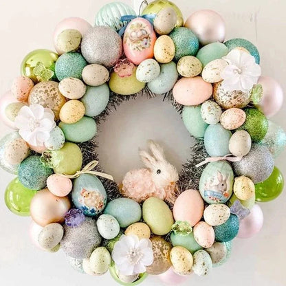 Decorative Rattan Wreath with Foam Eggs – White and Colorful Foam Ornaments for Versatile Seasonal Decor and Craft Projects - Home Fads 