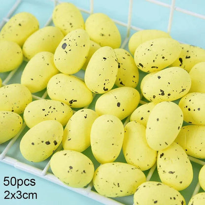 Decorative Rattan Wreath with Foam Eggs – White and Colorful Foam Ornaments for Versatile Seasonal Decor and Craft Projects - Home Fads 