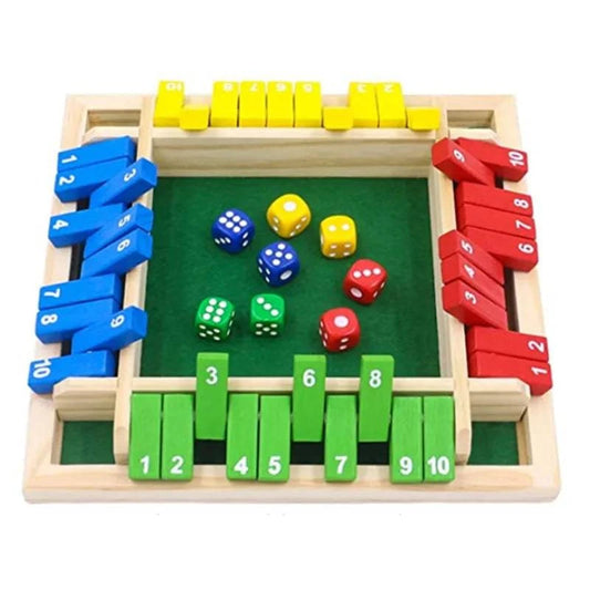 Deluxe Wooden Shut The Box Board Game Set - Traditional Pub and Family Dice Game with 10 Numbers for Kids and Adults - Home Fads 