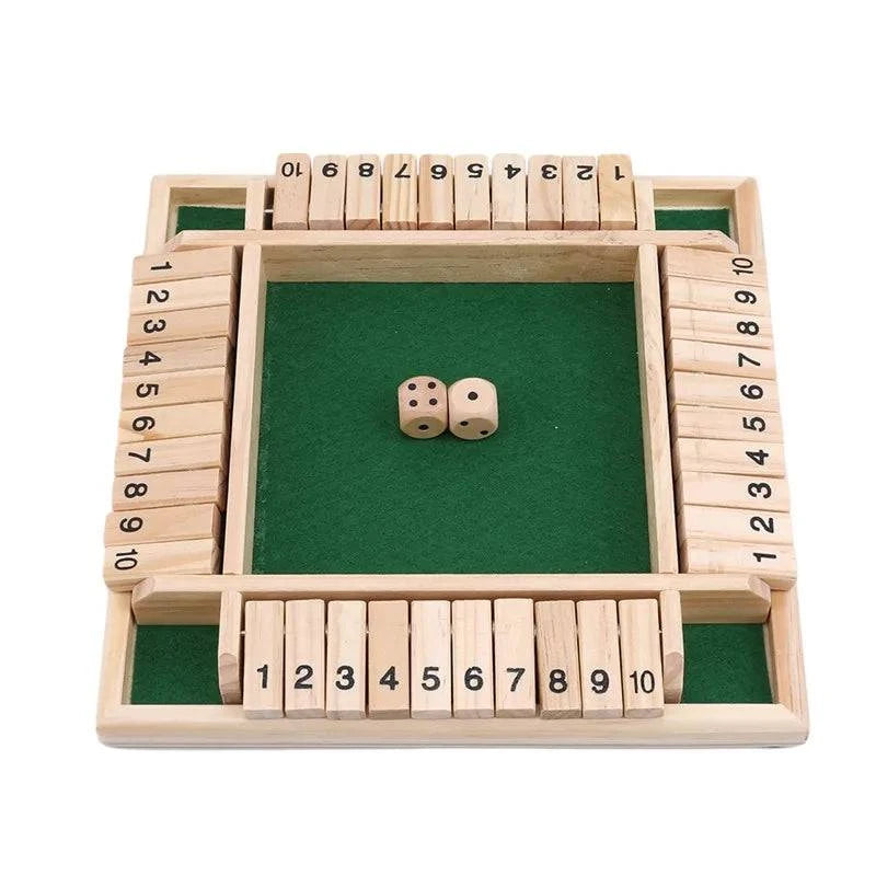 Deluxe Wooden Shut The Box Board Game Set - Traditional Pub and Family Dice Game with 10 Numbers for Kids and Adults - Home Fads 