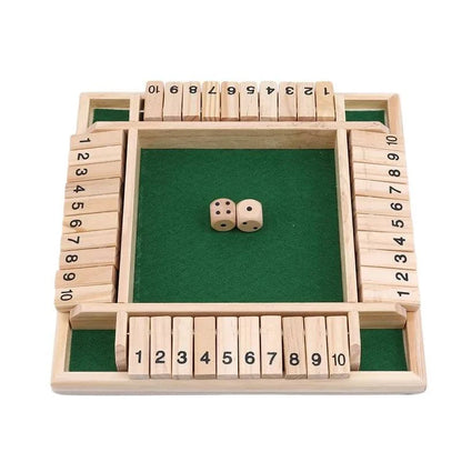Deluxe Wooden Shut The Box Board Game Set - Traditional Pub and Family Dice Game with 10 Numbers for Kids and Adults - Home Fads 
