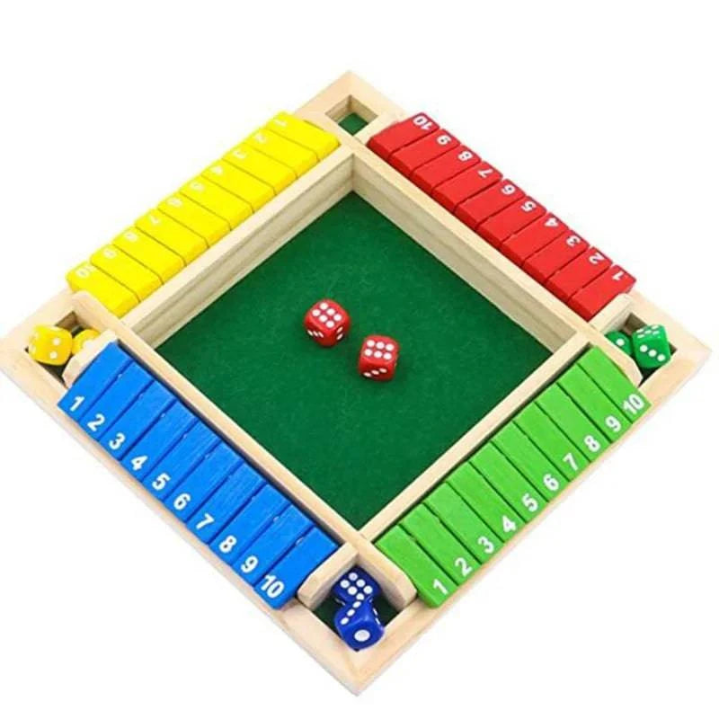 Deluxe Wooden Shut The Box Board Game Set - Traditional Pub and Family Dice Game with 10 Numbers for Kids and Adults - Home Fads 