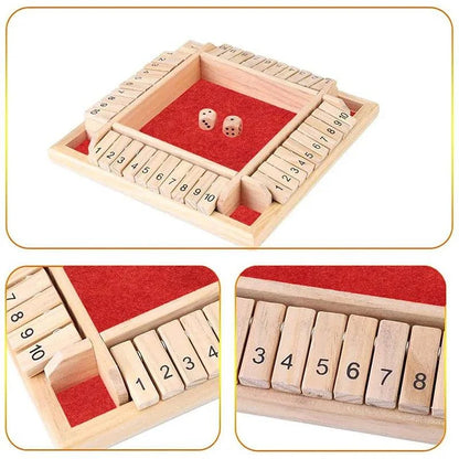 Deluxe Wooden Shut The Box Board Game Set - Traditional Pub and Family Dice Game with 10 Numbers for Kids and Adults - Home Fads 
