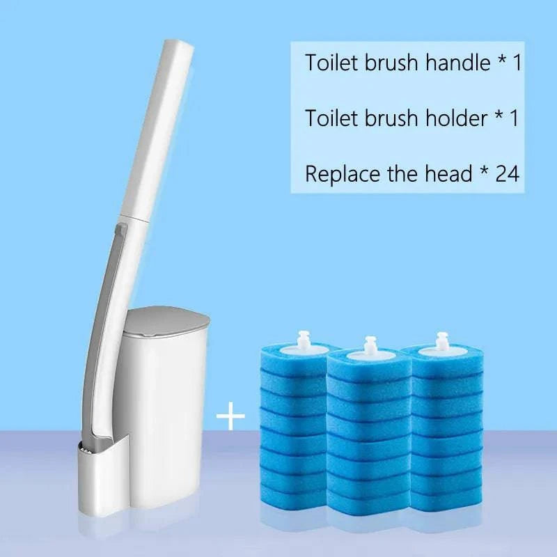 Disposable Toilet Brush Set: Wall-Mounted with Preloaded Scrubbing Solution - Touch-Free Maintenance - Home Fads 
