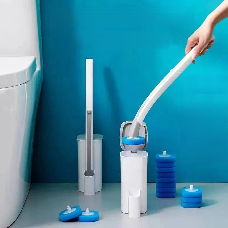 Disposable Toilet Brush Set: Wall-Mounted with Preloaded Scrubbing Solution - Touch-Free Maintenance - Home Fads 