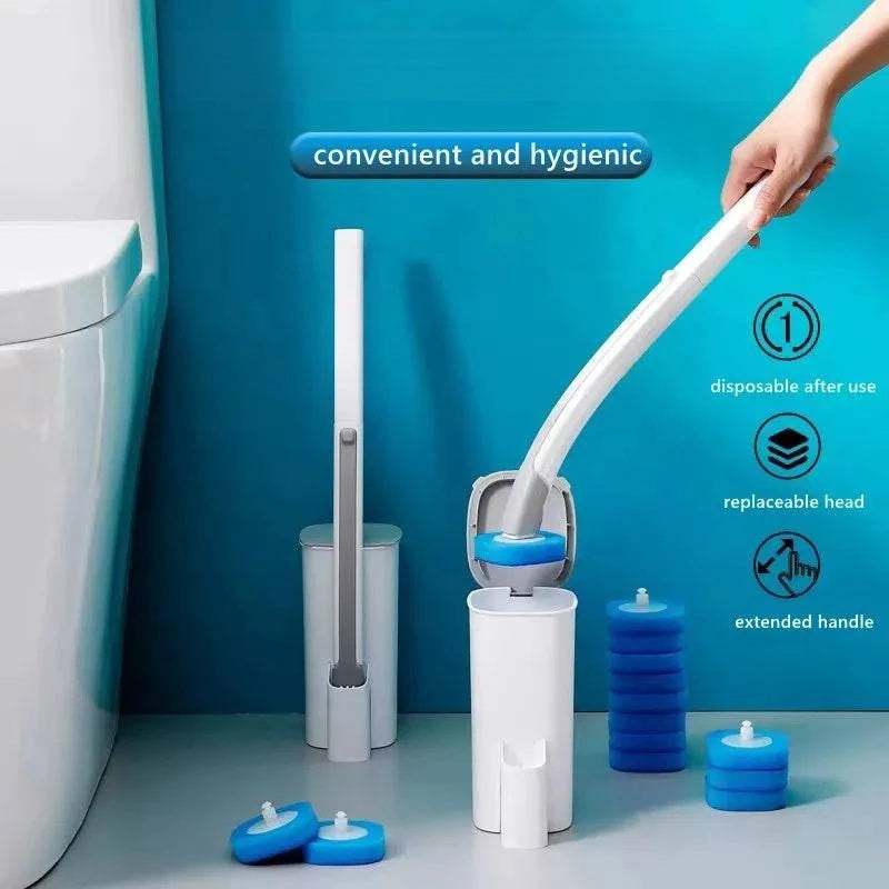 Disposable Toilet Brush Set: Wall-Mounted with Preloaded Scrubbing Solution - Touch-Free Maintenance - Home Fads 