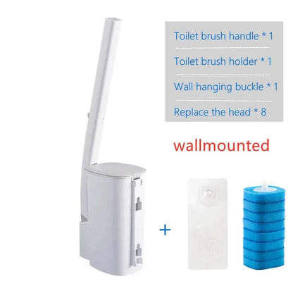 Disposable Toilet Brush Set: Wall-Mounted with Preloaded Scrubbing Solution - Touch-Free Maintenance - Home Fads 