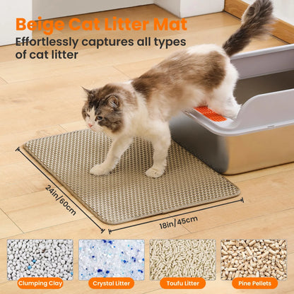 Double-Layer Honeycomb Cat Litter Mat – Waterproof, Non-Slip, and Easy-Clean Design for Effective Scatter Control Around the Litter Box - Home Fads 