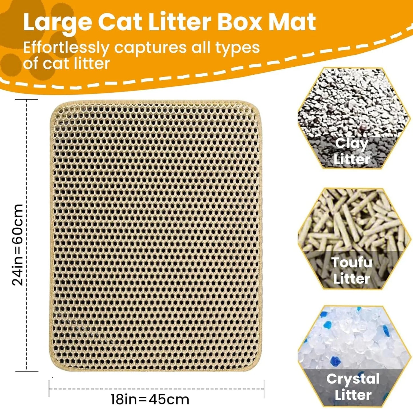 Double-Layer Honeycomb Cat Litter Mat – Waterproof, Non-Slip, and Easy-Clean Design for Effective Scatter Control Around the Litter Box - Home Fads 