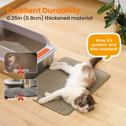 Double-Layer Honeycomb Cat Litter Mat – Waterproof, Non-Slip, and Easy-Clean Design for Effective Scatter Control Around the Litter Box - Home Fads 