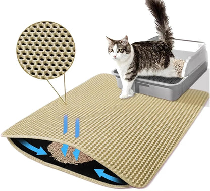 Double-Layer Honeycomb Cat Litter Mat – Waterproof, Non-Slip, and Easy-Clean Design for Effective Scatter Control Around the Litter Box - Home Fads 