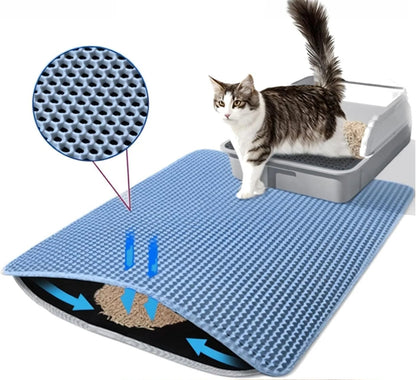 Double-Layer Honeycomb Cat Litter Mat – Waterproof, Non-Slip, and Easy-Clean Design for Effective Scatter Control Around the Litter Box - Home Fads 