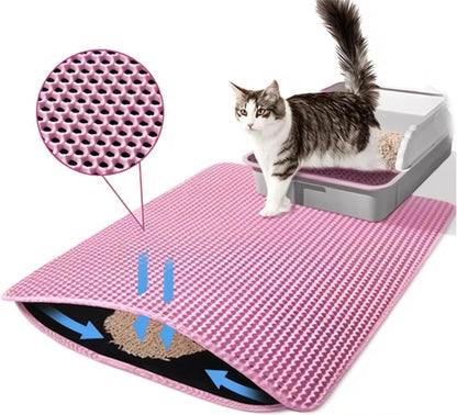 Double-Layer Honeycomb Cat Litter Mat – Waterproof, Non-Slip, and Easy-Clean Design for Effective Scatter Control Around the Litter Box - Home Fads 