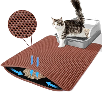 Double-Layer Honeycomb Cat Litter Mat – Waterproof, Non-Slip, and Easy-Clean Design for Effective Scatter Control Around the Litter Box - Home Fads 