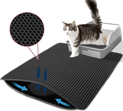 Double-Layer Honeycomb Cat Litter Mat – Waterproof, Non-Slip, and Easy-Clean Design for Effective Scatter Control Around the Litter Box - Home Fads 