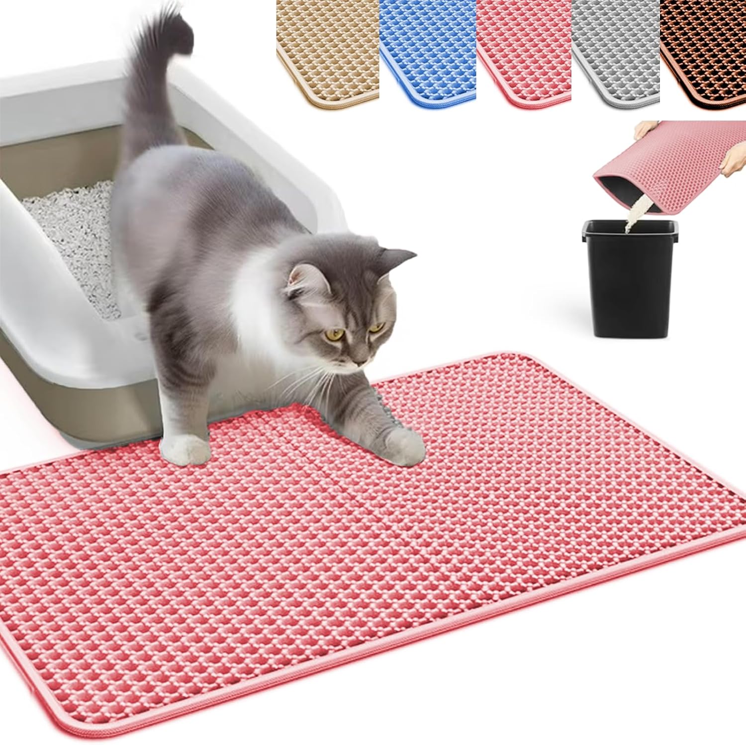 Double-Layer Honeycomb Cat Litter Mat – Waterproof, Non-Slip, and Easy-Clean Design for Effective Scatter Control Around the Litter Box - Home Fads 