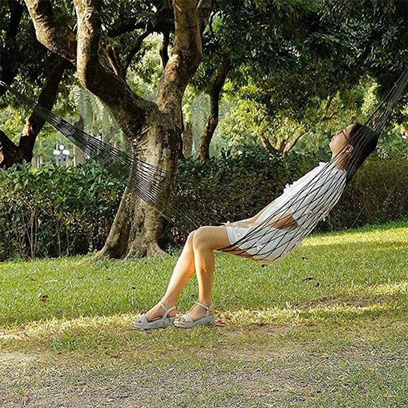 Durable Nylon Rope Hammock for Outdoor and Travel - Portable Sleeping Net Bed for Camping, Garden, Beach, and Yard - Home Fads 