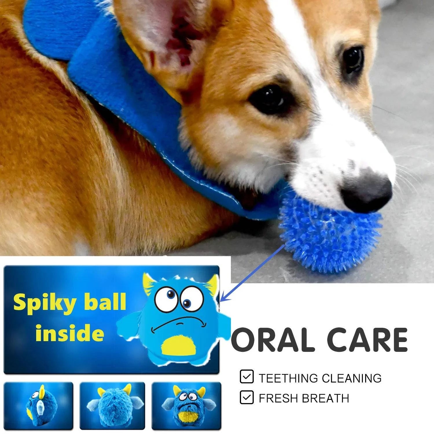 Durable Squeaker Dog Toy Balls with Spiky Ball Inside and Plush Surface for Interactive Play and Training - Home Fads 