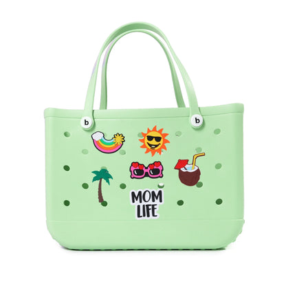Durable Waterproof EVA Beach Tote Bag – Includes 6 Gift Charms – Unisex Handbag for Shopping, Travel, Sports, Pool – Medium & Extra-Large Sizes - Home Fads 