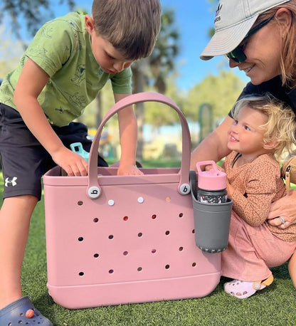 Durable Waterproof EVA Beach Tote Bag with 6 Charms – Unisex Handbag for Shopping, Travel, Sports, Pool – Multiple Sizes - Home Fads 