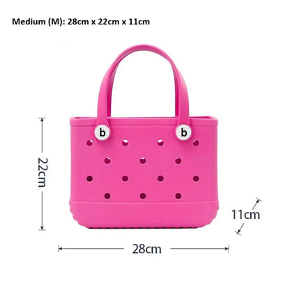 Durable Waterproof EVA Beach Tote Bag with 6 Charms – Unisex Handbag for Shopping, Travel, Sports, Pool – Multiple Sizes - Home Fads 