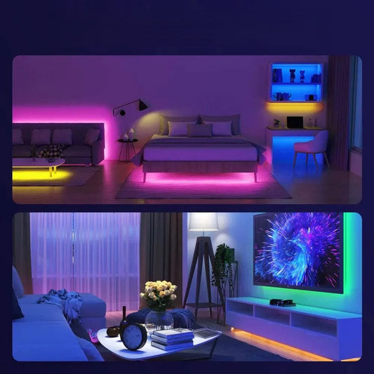 Dynamic RGB 5050 LED Strip Lights - Versatile 1M to 30M Range, Music Sync, Color Changing for Home Parties and Decor - Home Fads 