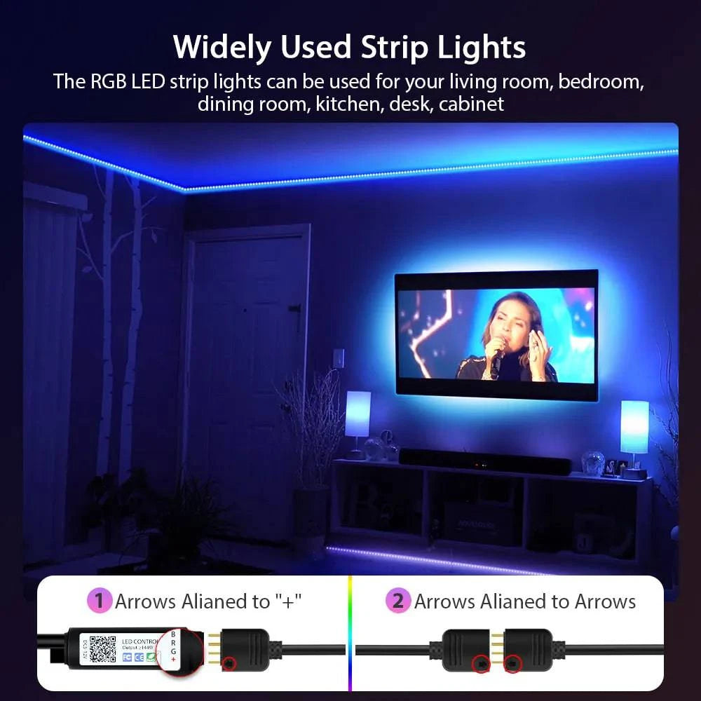 Dynamic RGB 5050 LED Strip Lights - Versatile 1M to 30M Range, Music Sync, Color Changing for Home Parties and Decor - Home Fads 