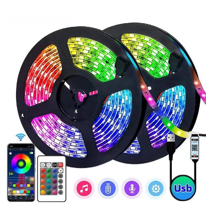 Dynamic RGB 5050 LED Strip Lights - Versatile 1M to 30M Range, Music Sync, Color Changing for Home Parties and Decor - Home Fads 