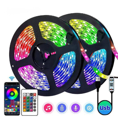 Dynamic RGB 5050 LED Strip Lights - Versatile 1M to 30M Range, Music Sync, Color Changing for Home Parties and Decor - Home Fads 