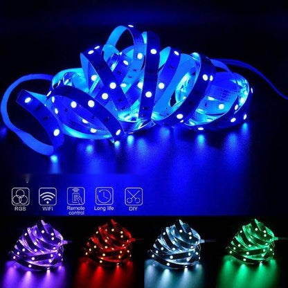 Dynamic RGB 5050 LED Strip Lights - Versatile 1M to 30M Range, Music Sync, Color Changing for Home Parties and Decor - Home Fads 
