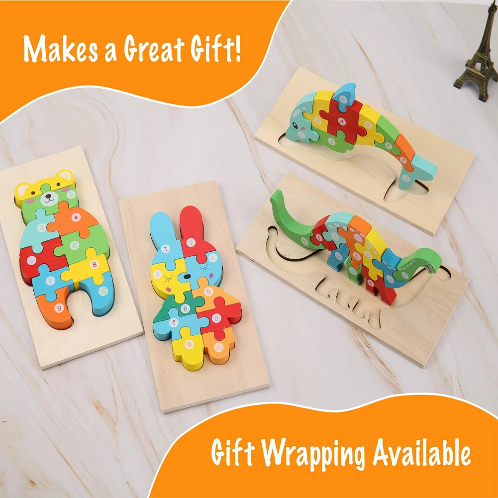 Educational 3D Wooden Animal Puzzles – Cognitive Development Toys for Toddlers and Young Children – Fun and Engaging Learning Puzzle Game for Kids - Home Fads 
