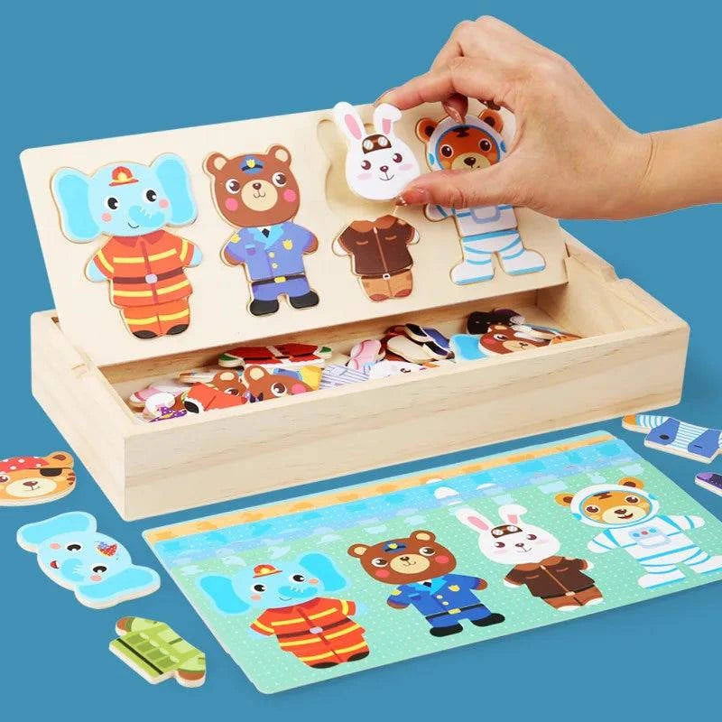 Educational Wooden Pegged Dress-Up Puzzle for Young Children - Home Fads 
