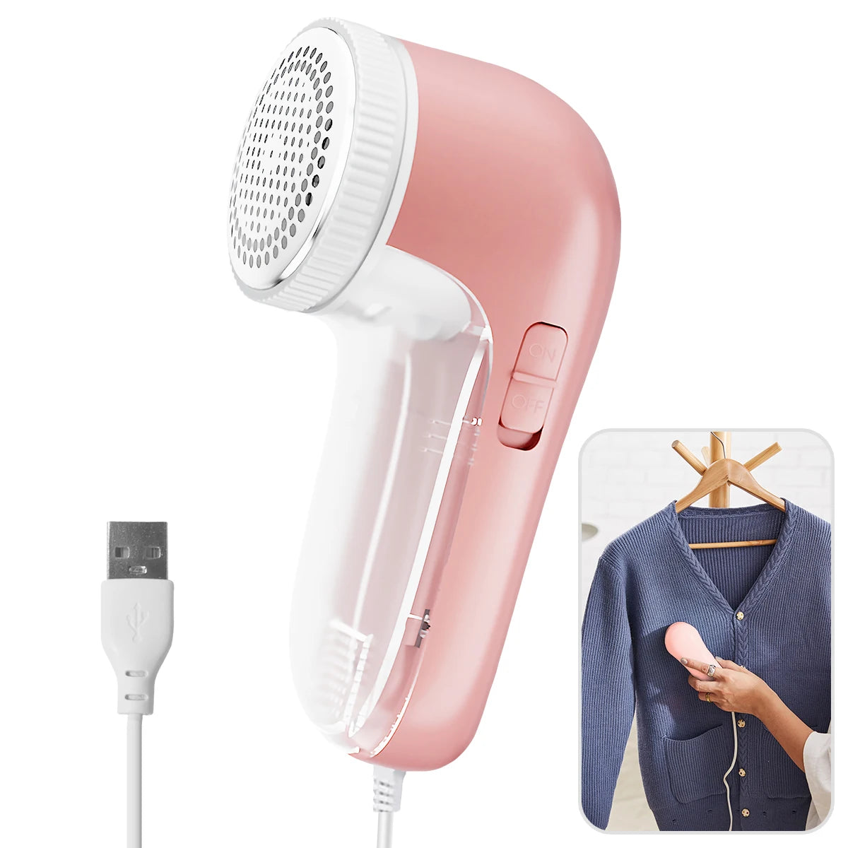 Electric Fabric Lint Remover – Powerful Clothes Shaver with Stainless Steel Blades, USB Plug-In, Portable Fuzz & Hairball Trimmer - Home Fads 