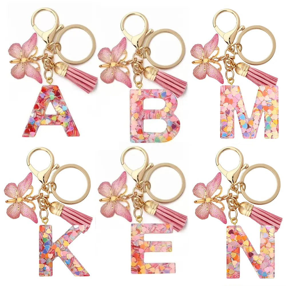 Elegant A-Z Letter Keychain – Durable Zinc Alloy and Resin Pendant with Lobster Clasp for Keys, Bags, Accessories, and Valentine’s Day Gifts - Home Fads 