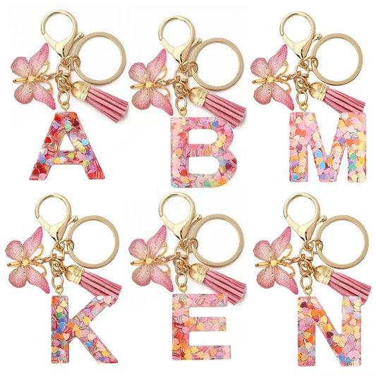 Elegant A-Z Letter Keychain – Durable Zinc Alloy and Resin Pendant with Lobster Clasp for Keys, Bags, Accessories, and Valentine’s Day Gifts - Home Fads 