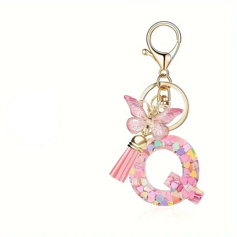 Elegant A-Z Letter Keychain – Durable Zinc Alloy and Resin Pendant with Lobster Clasp for Keys, Bags, Accessories, and Valentine’s Day Gifts - Home Fads 