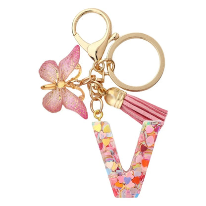 Elegant A-Z Letter Keychain – Durable Zinc Alloy and Resin Pendant with Lobster Clasp for Keys, Bags, Accessories, and Valentine’s Day Gifts - Home Fads 