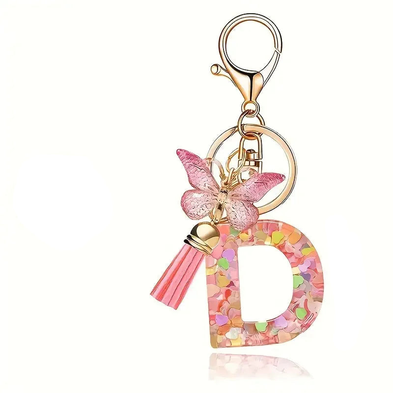 Elegant A-Z Letter Keychain – Durable Zinc Alloy and Resin Pendant with Lobster Clasp for Keys, Bags, Accessories, and Valentine’s Day Gifts - Home Fads 