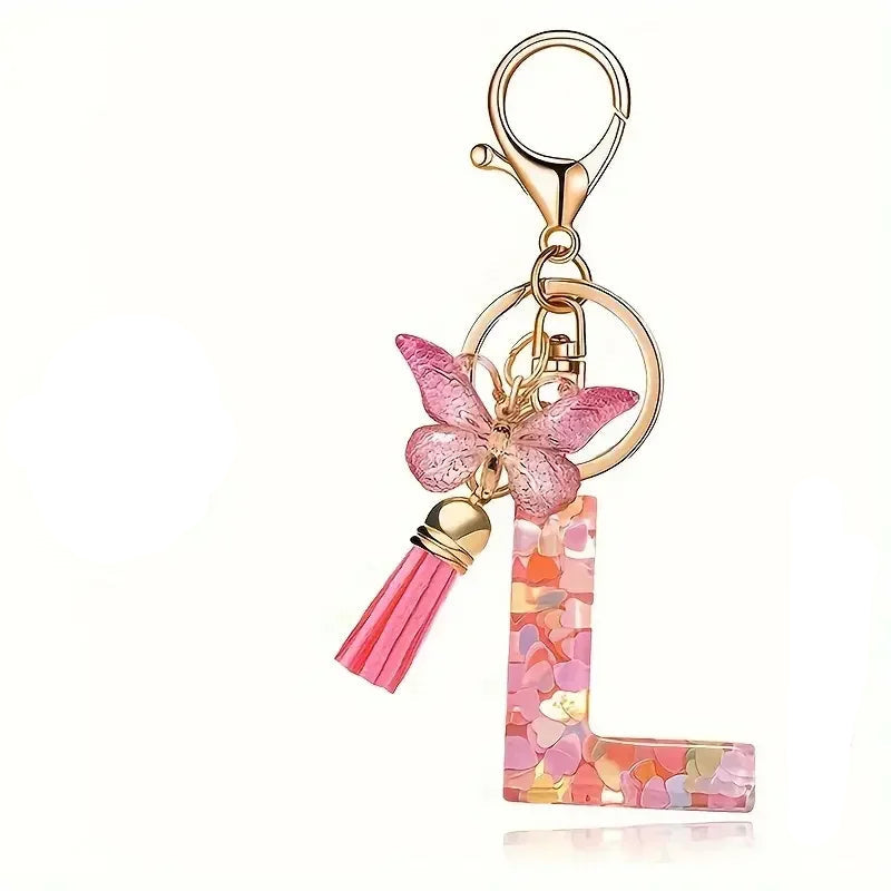 Elegant A-Z Letter Keychain – Durable Zinc Alloy and Resin Pendant with Lobster Clasp for Keys, Bags, Accessories, and Valentine’s Day Gifts - Home Fads 