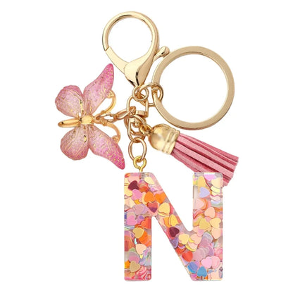 Elegant A-Z Letter Keychain – Durable Zinc Alloy and Resin Pendant with Lobster Clasp for Keys, Bags, Accessories, and Valentine’s Day Gifts - Home Fads 