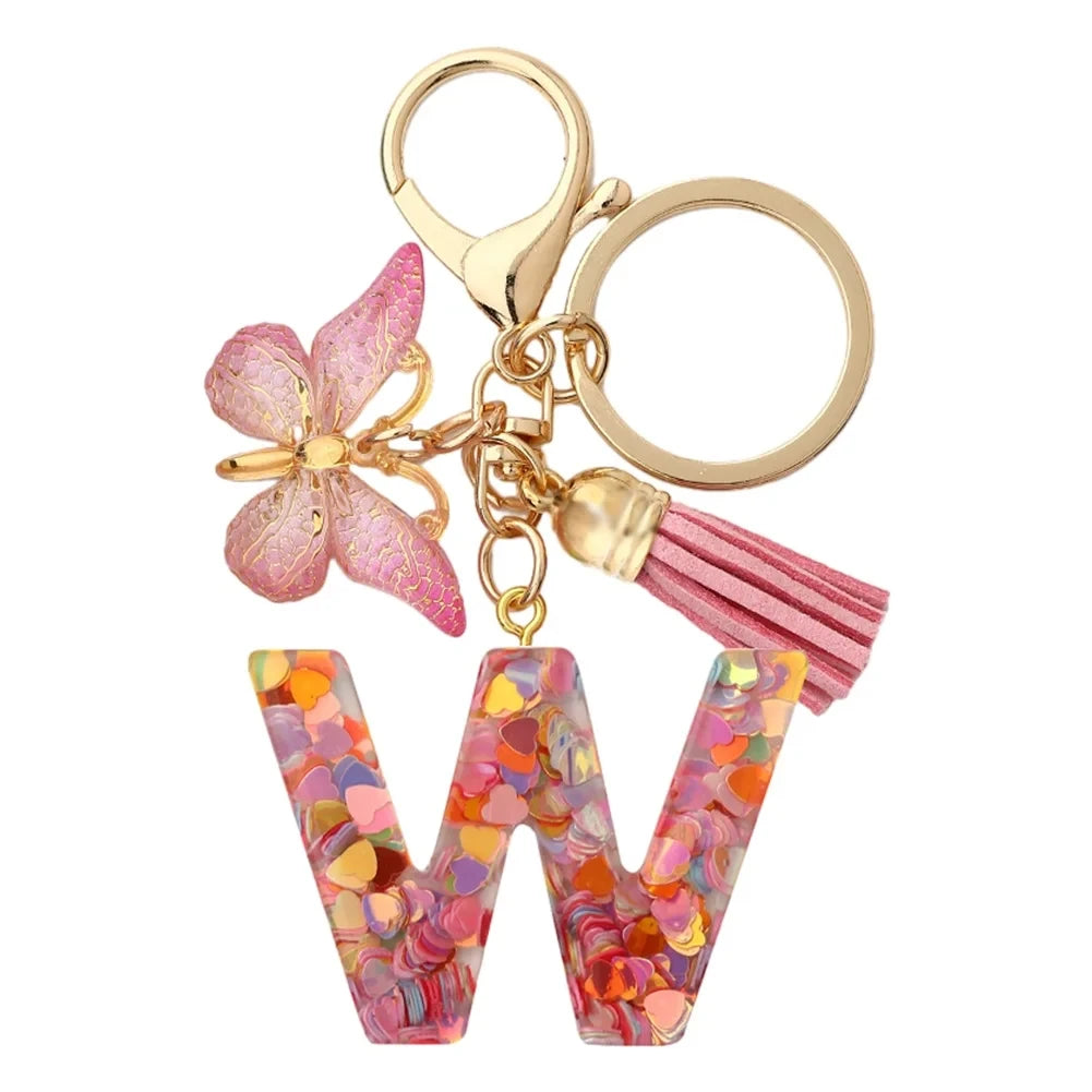 Elegant A-Z Letter Keychain – Durable Zinc Alloy and Resin Pendant with Lobster Clasp for Keys, Bags, Accessories, and Valentine’s Day Gifts - Home Fads 