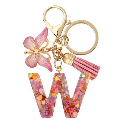 Elegant A-Z Letter Keychain – Durable Zinc Alloy and Resin Pendant with Lobster Clasp for Keys, Bags, Accessories, and Valentine’s Day Gifts - Home Fads 