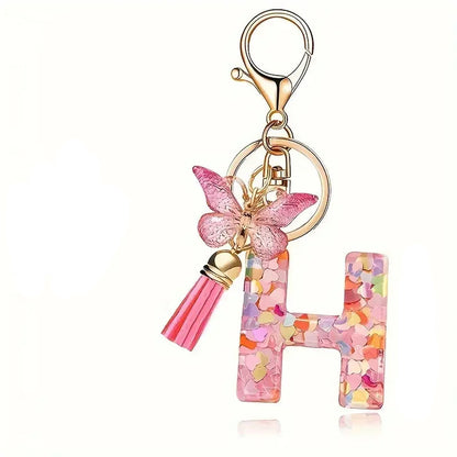Elegant A-Z Letter Keychain – Durable Zinc Alloy and Resin Pendant with Lobster Clasp for Keys, Bags, Accessories, and Valentine’s Day Gifts - Home Fads 