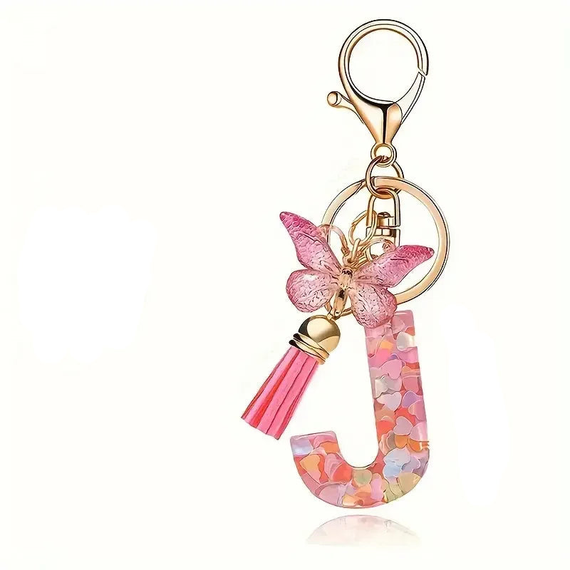 Elegant A-Z Letter Keychain – Durable Zinc Alloy and Resin Pendant with Lobster Clasp for Keys, Bags, Accessories, and Valentine’s Day Gifts - Home Fads 