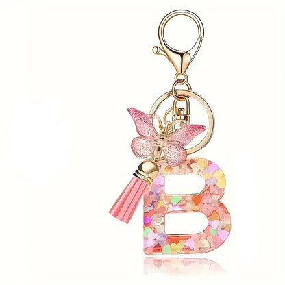 Elegant A-Z Letter Keychain – Durable Zinc Alloy and Resin Pendant with Lobster Clasp for Keys, Bags, Accessories, and Valentine’s Day Gifts - Home Fads 