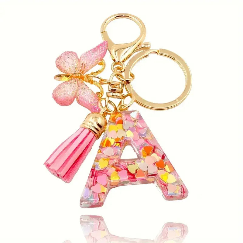 Elegant A-Z Letter Keychain – Durable Zinc Alloy and Resin Pendant with Lobster Clasp for Keys, Bags, Accessories, and Valentine’s Day Gifts - Home Fads 