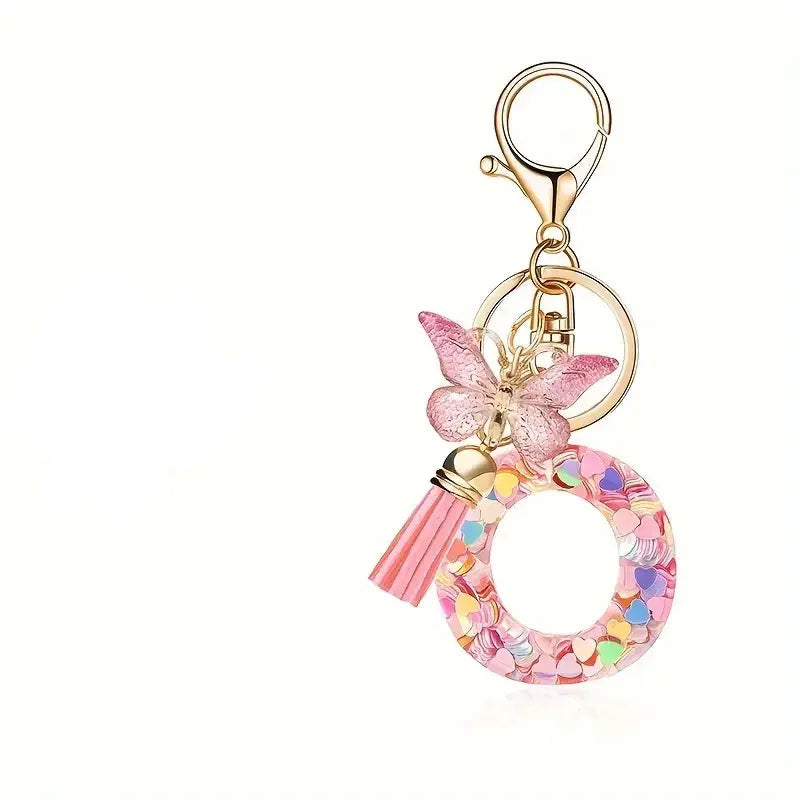 Elegant A-Z Letter Keychain – Durable Zinc Alloy and Resin Pendant with Lobster Clasp for Keys, Bags, Accessories, and Valentine’s Day Gifts - Home Fads 