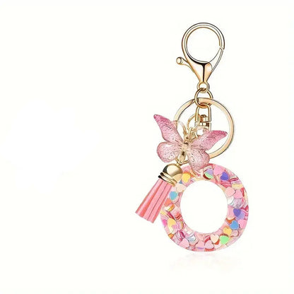 Elegant A-Z Letter Keychain – Durable Zinc Alloy and Resin Pendant with Lobster Clasp for Keys, Bags, Accessories, and Valentine’s Day Gifts - Home Fads 
