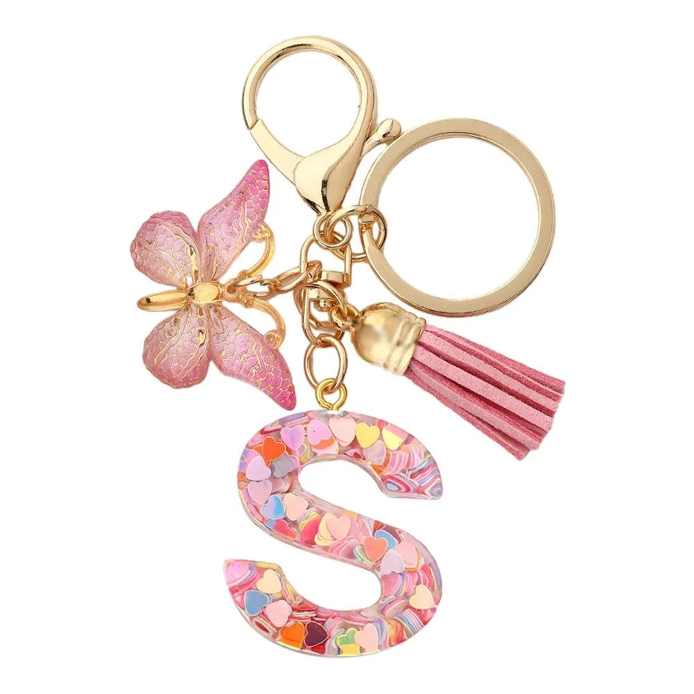 Elegant A-Z Letter Keychain – Durable Zinc Alloy and Resin Pendant with Lobster Clasp for Keys, Bags, Accessories, and Valentine’s Day Gifts - Home Fads 
