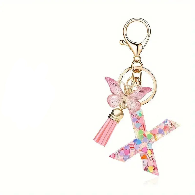 Elegant A-Z Letter Keychain – Durable Zinc Alloy and Resin Pendant with Lobster Clasp for Keys, Bags, Accessories, and Valentine’s Day Gifts - Home Fads 